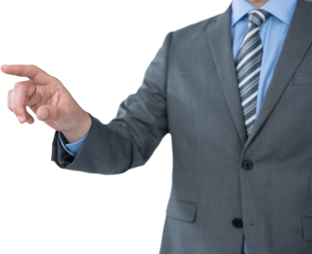 Transparent Businessman Touching Digital Interface Future Concept