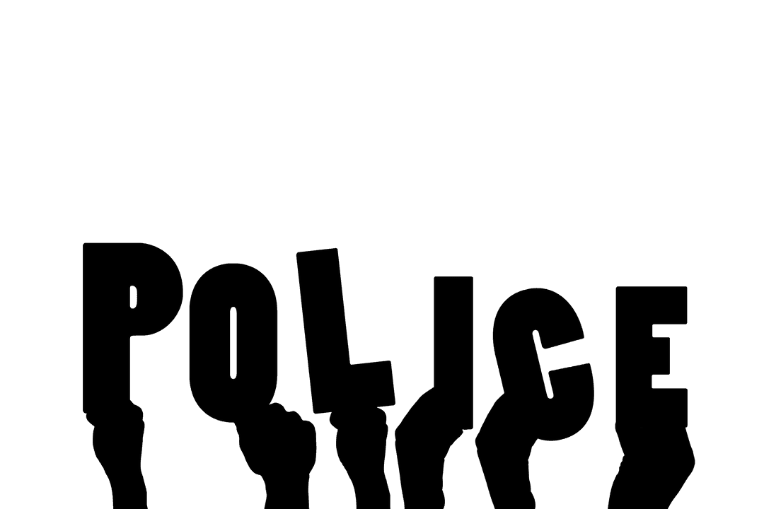 Symbolic Police Hands for Security on Transparent Background