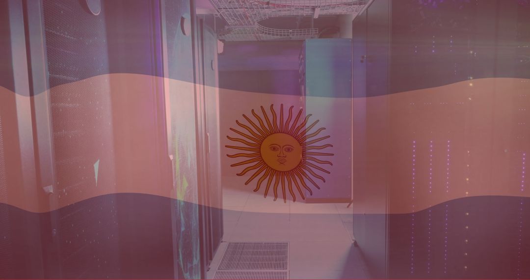 Argentina Flag Overlayed on Data Center Servers