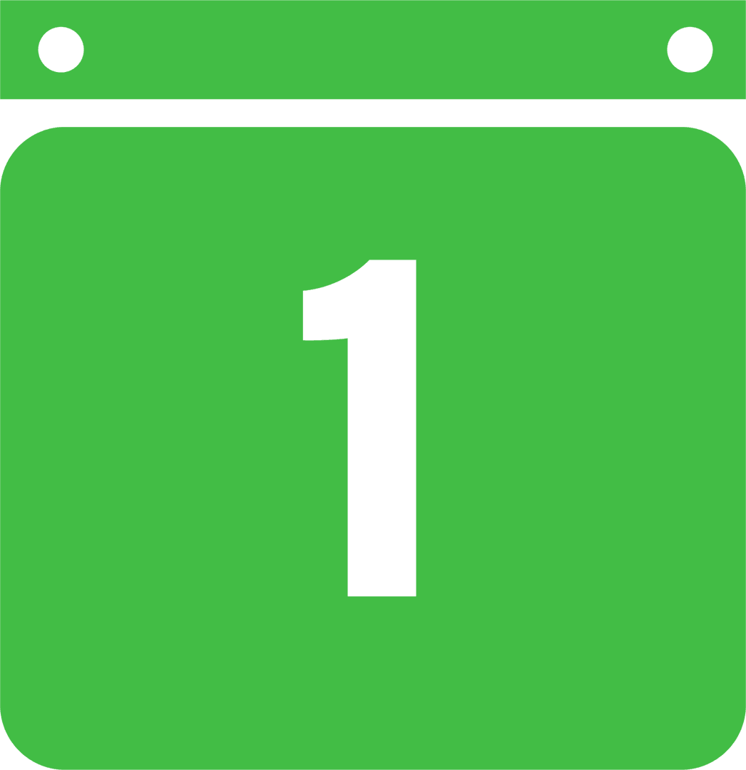 Green Transparent Number One Calendar Icon Vector Design