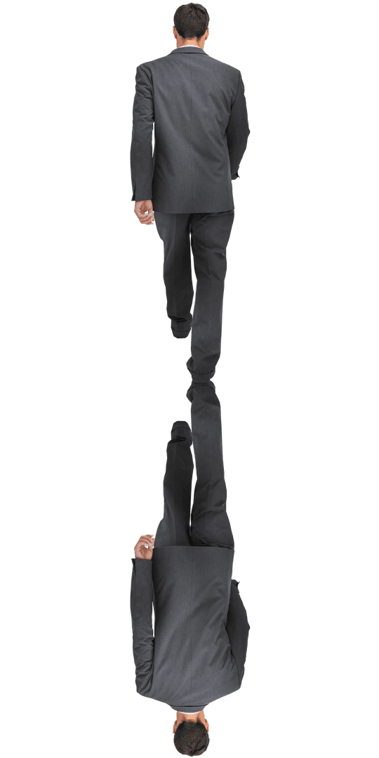 Transparent businessman walking confidently away reflecting unity