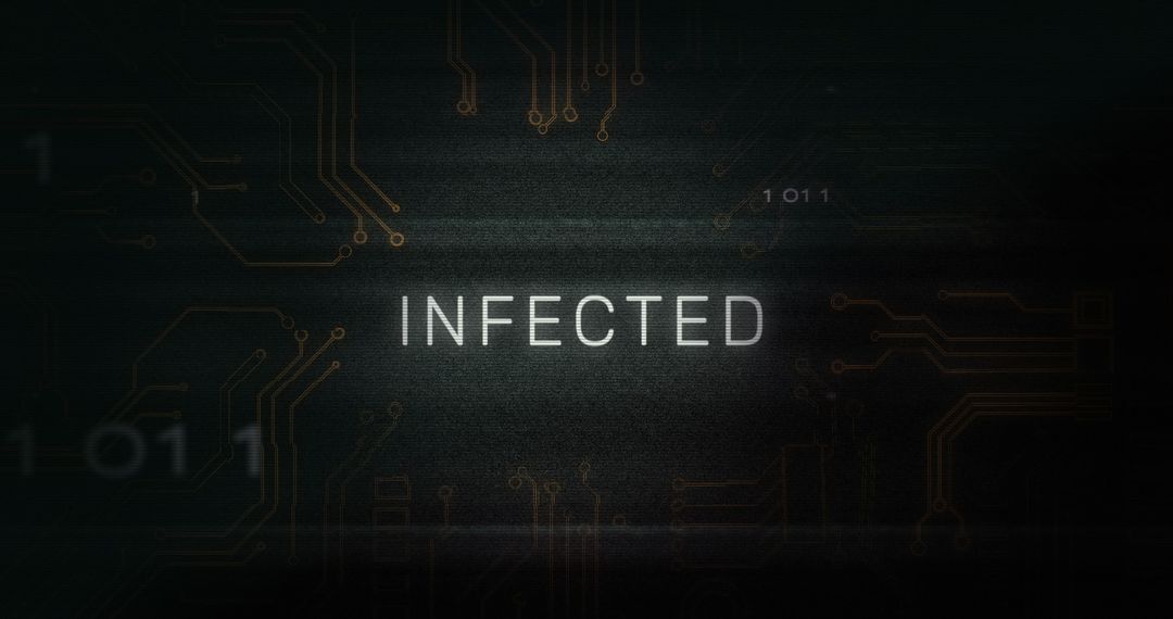 Infected Text with Digital Circuit Overlay Indicating Data Breach
