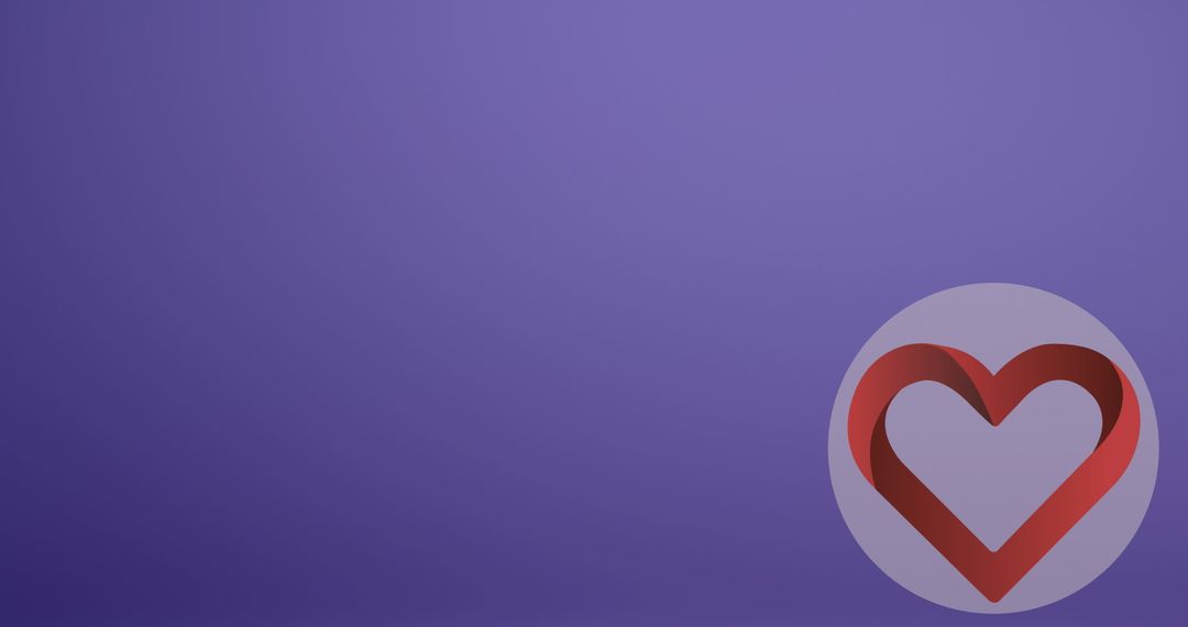 Red Heart Icon on Purple Background Abstract