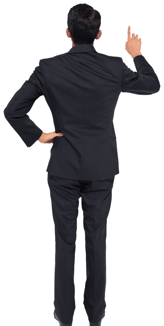 Businessman Pointing Finger on Transparent Background