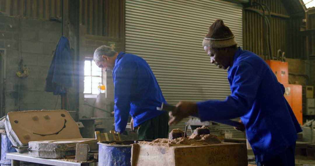 Men Working in Industrial Workshop on Metal Casting - Free Images, Stock Photos and Pictures on Pikwizard.com