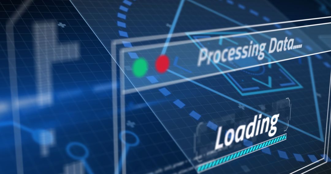 Data Processing on Digital Interface with Blue Tech Background