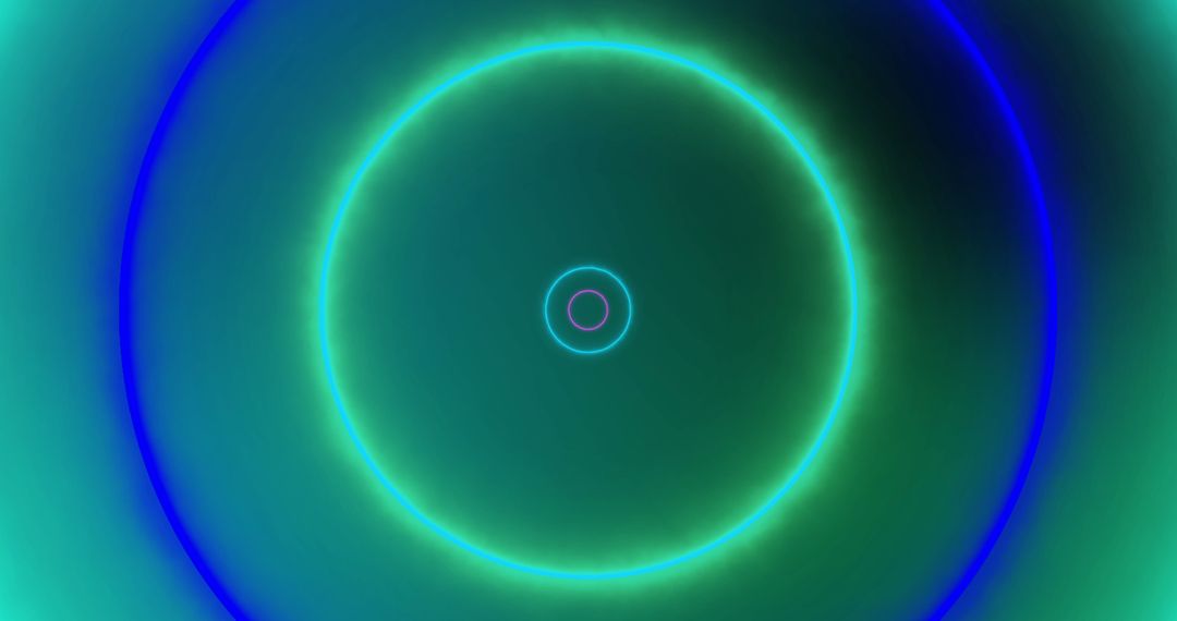 Colorful Pulsating Neon Circles on Green Background