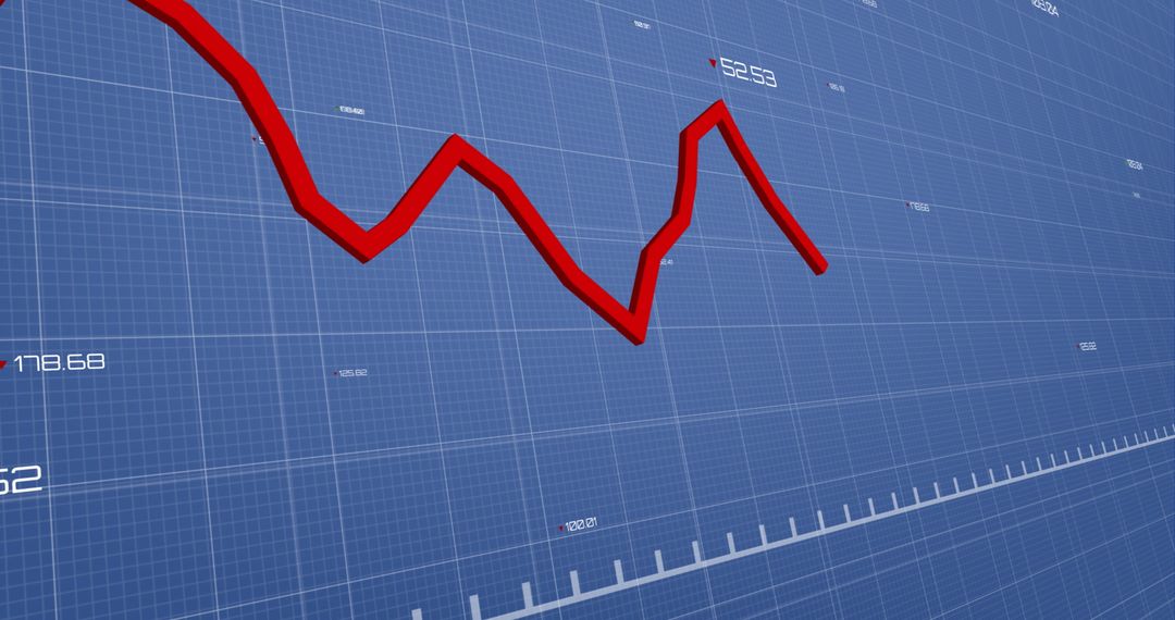 Abstract Technology Background with Red Graph Line Chart Plummeting