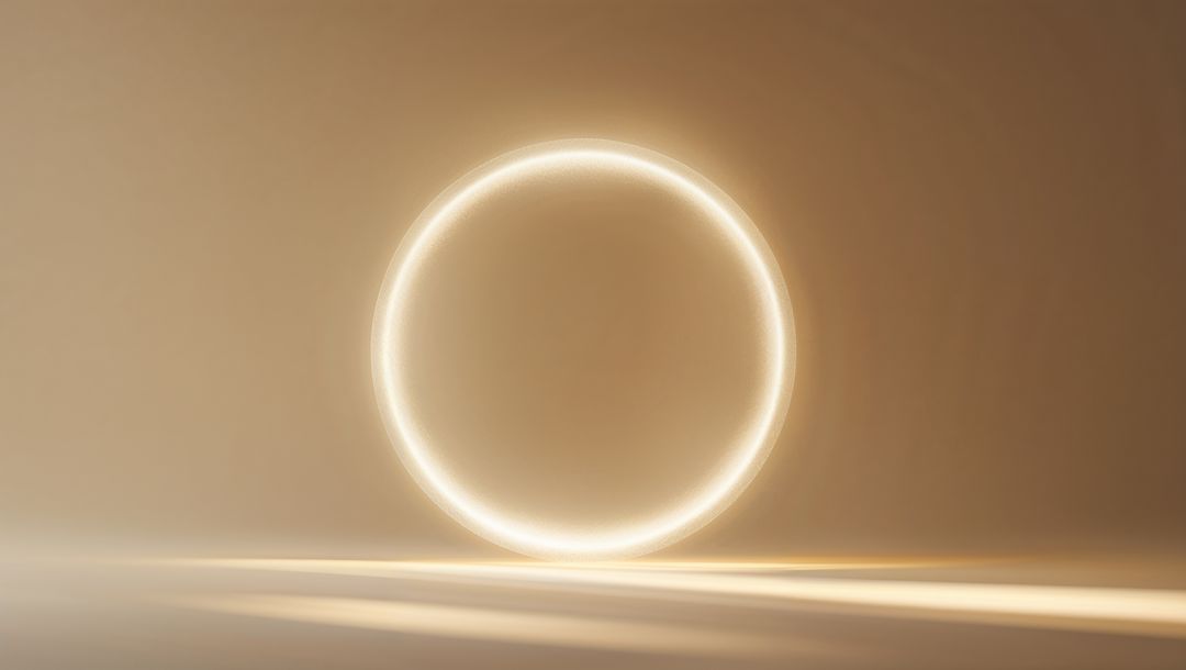 Luminous Ring Casting Rays in Modern Minimalist Space