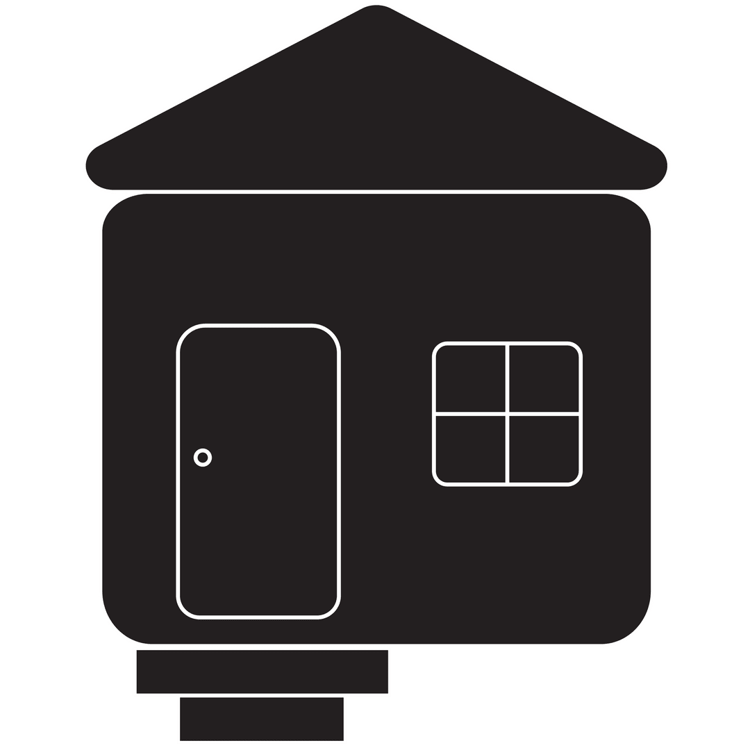 Minimalist Black House Illustration on Transparent Background