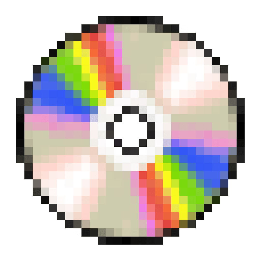 Pixel Art Compact Disc with Rainbow Reflections Transparent