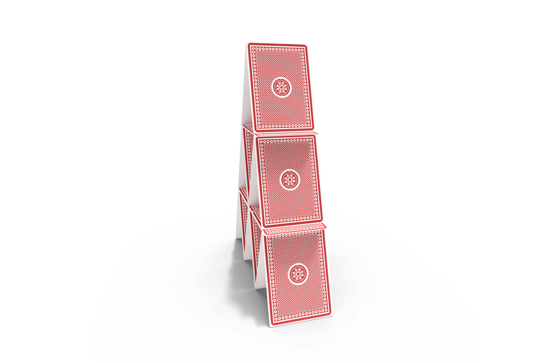 Transparent House of Cards Tower on White Background