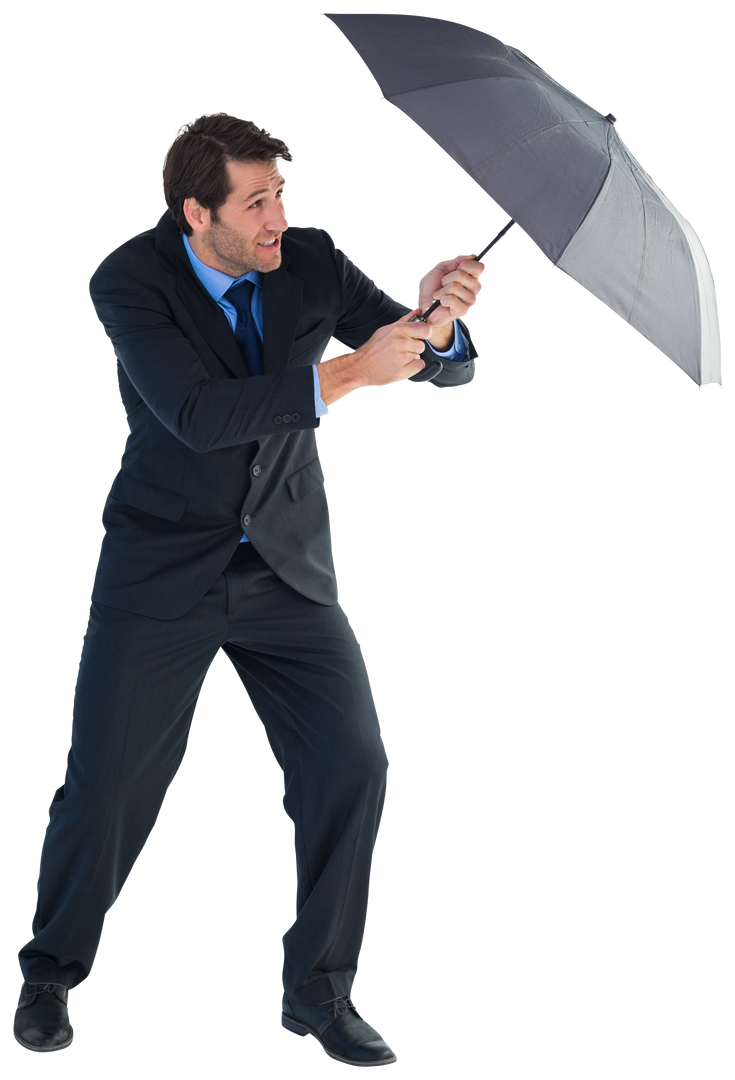 Transparent Man Holding Umbrella to Protect from Rain in Firm Stance - Download Free Stock Images Pikwizard.com