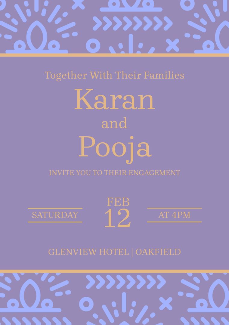 Elegant Lavender Engagement Invitation with Tribal Accents