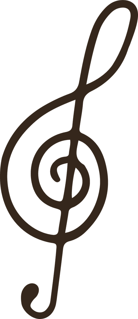 Minimalistic Treble Clef Symbol on Transparent Background