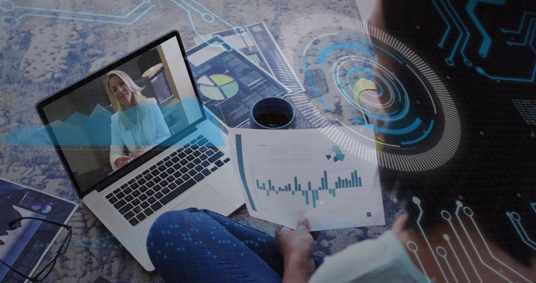 Business Professional Analyzing Data During Video Call