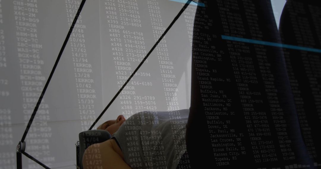 Woman Relaxing with Smart Technology Interface Projection at Home