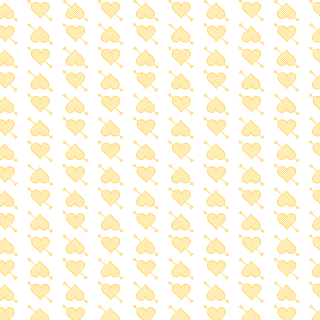 Transparent Yellow Hearts and Arrows Pattern Vector