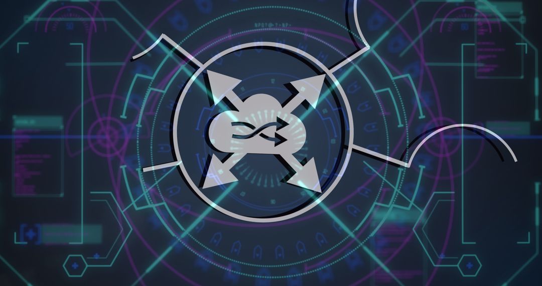 Futuristic Network Graphics with Digital Icons and Scanners