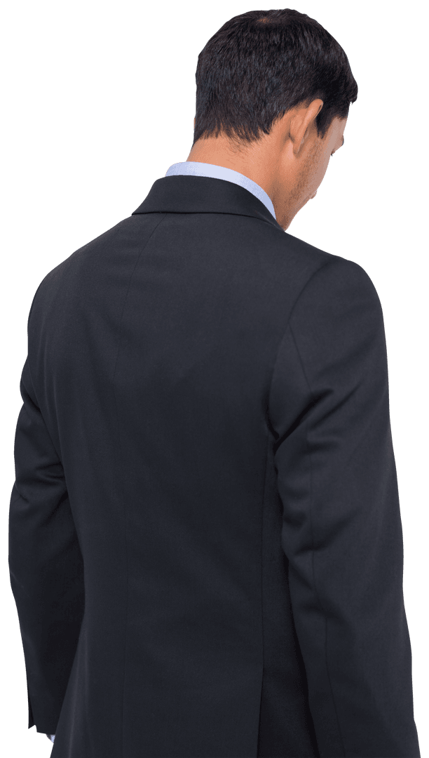 Transparent Background Asian Businessman Back View