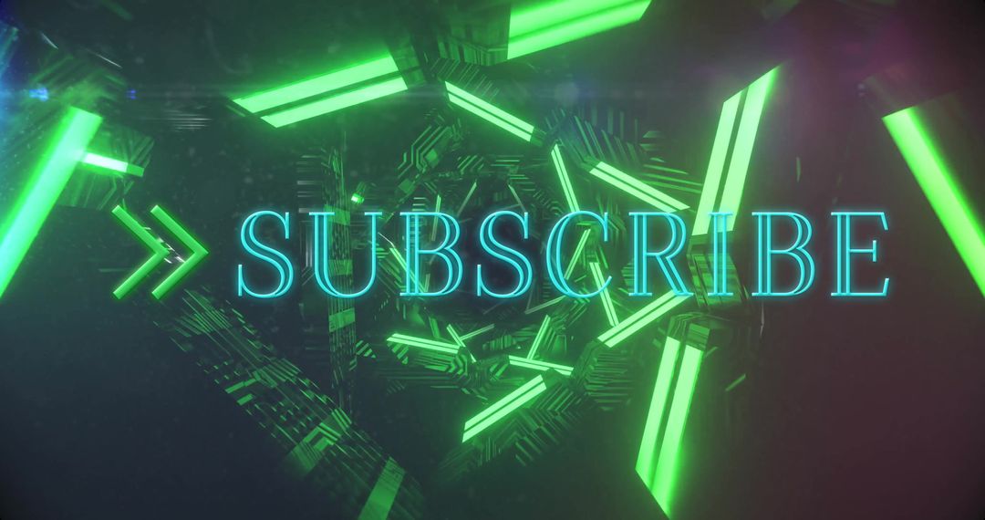 Futuristic Neon Subscribe Text in Digital Tunnel