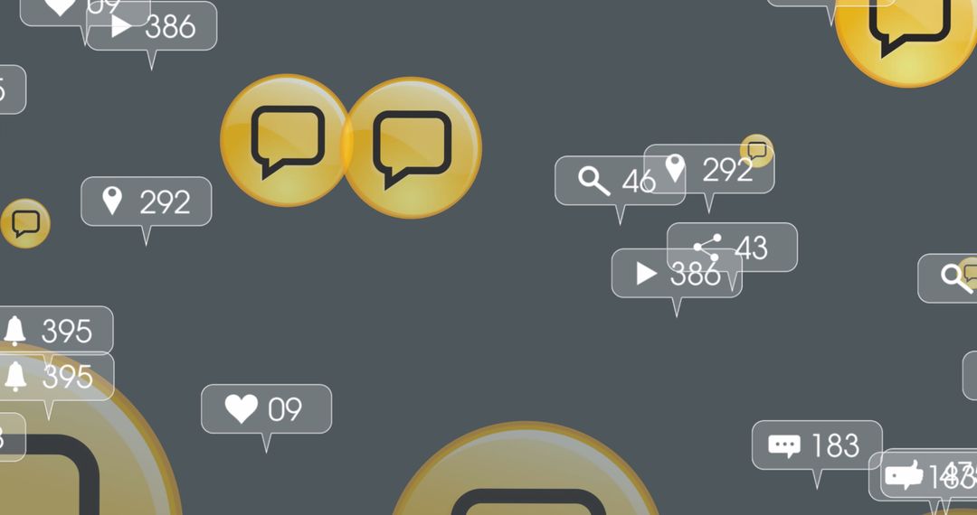 Digital Media Communication Technology Icons Floating