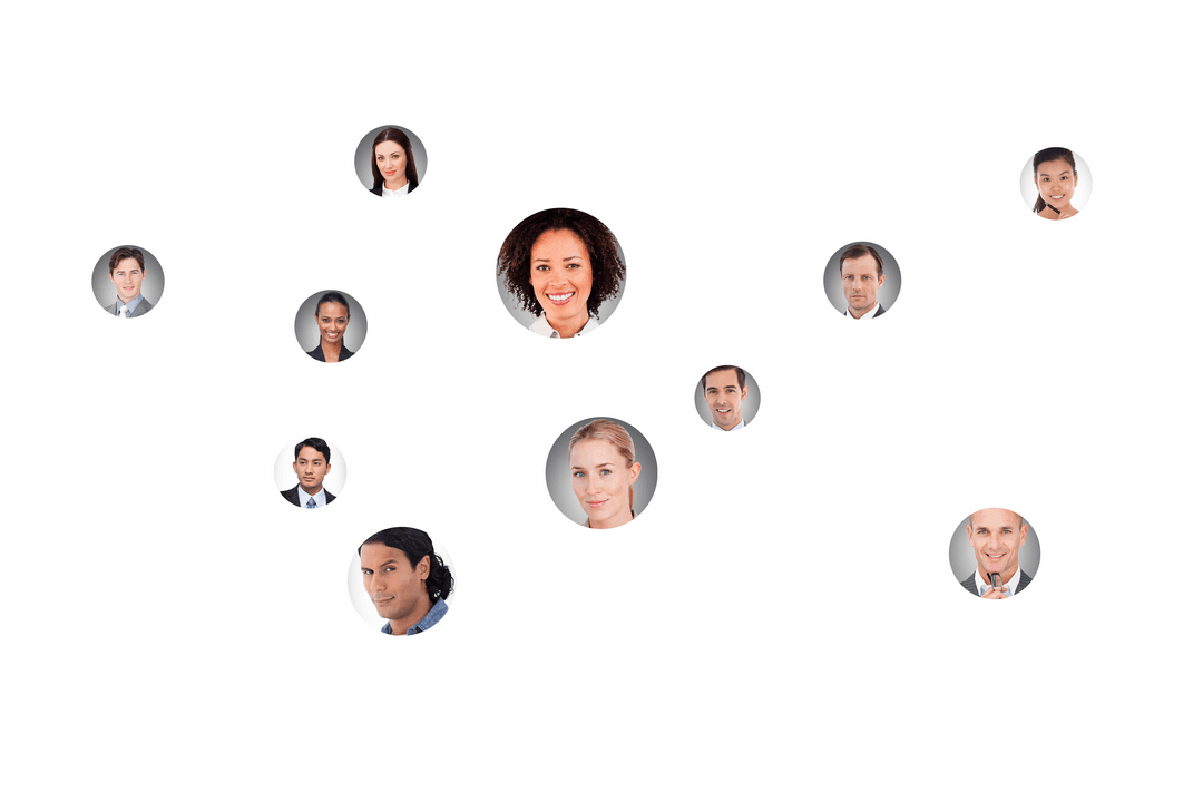 Diverse People Faces Circles on Transparent Background