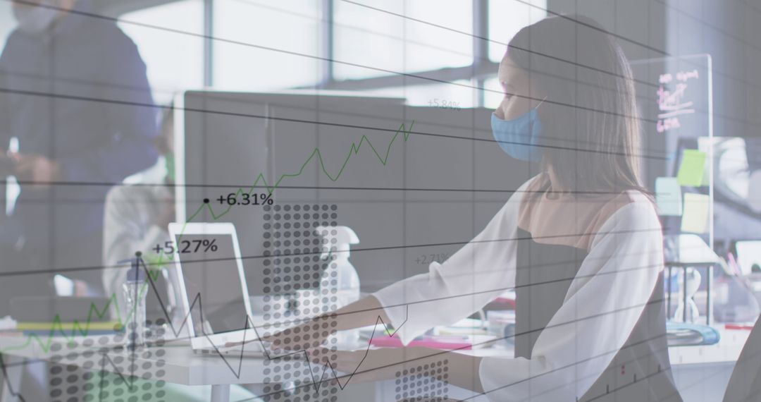 Masked Professional Analyses Financial Data During Pandemic