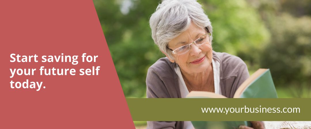 Elderly Woman Reading Outdoors as Example of Peaceful Retirement - Download Free Stock Templates Pikwizard.com