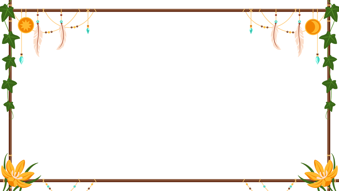 Bohemian Dreamcatcher Frame with Feathers and Ivy on Transparent Background