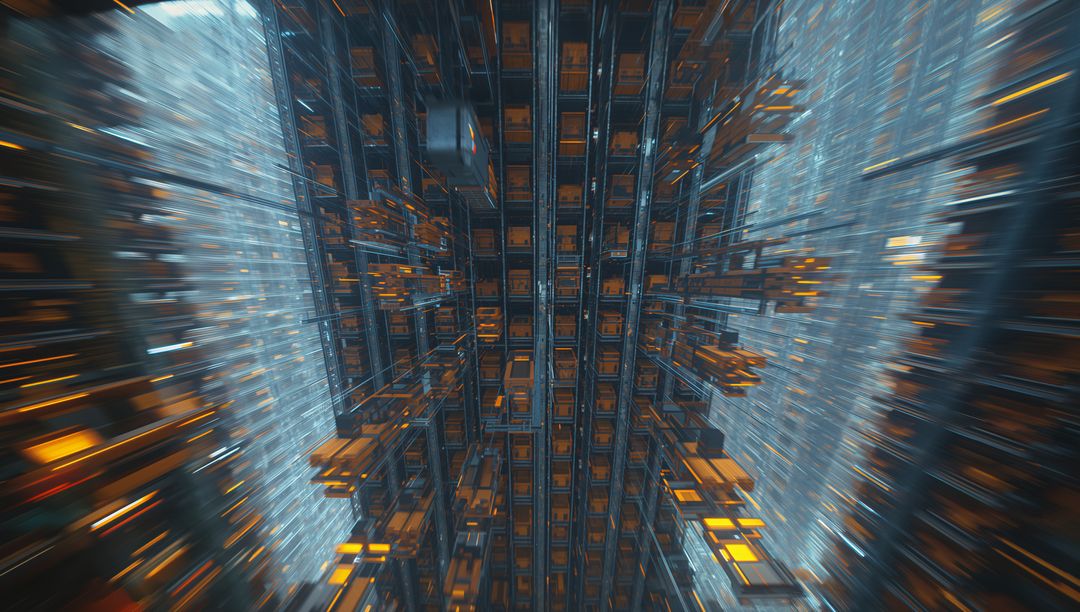 Futuristic Digital Server Grid with Glowing Modules