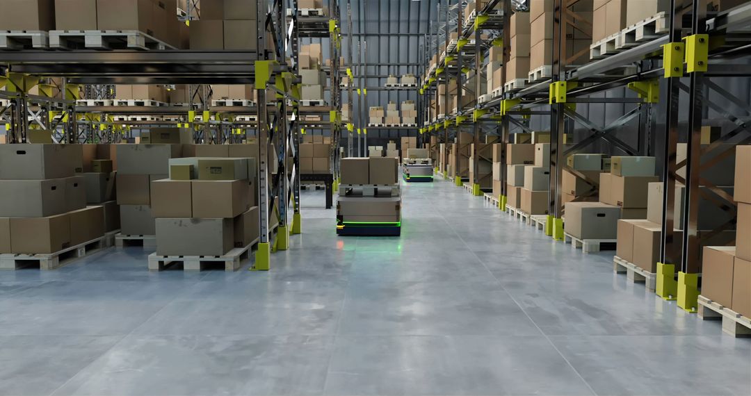 Automated Warehouse with Robots and Technology in Action