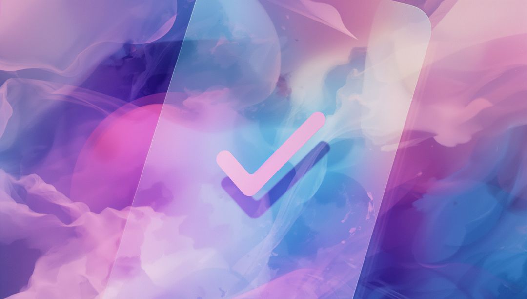 Dreamy Pastel Check Mark on Abstract Digital Art Background