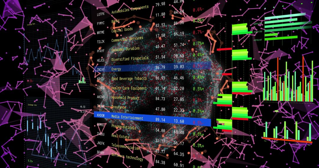 Digital data analysis with global network connections overlaid