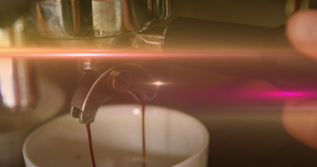 Espresso Being Made with Lens Flare Effect