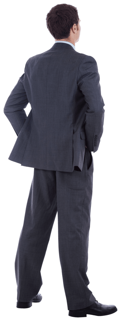 Confident Businessman in Suit Standing with Hands on Hips Transparent