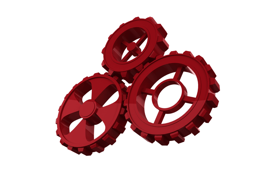 Transparent Red Cogs Illustration for Mechanics Concepts