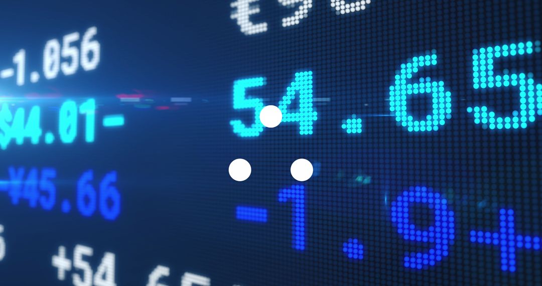 Digital Stock Market Interface with White Spots and Indicators