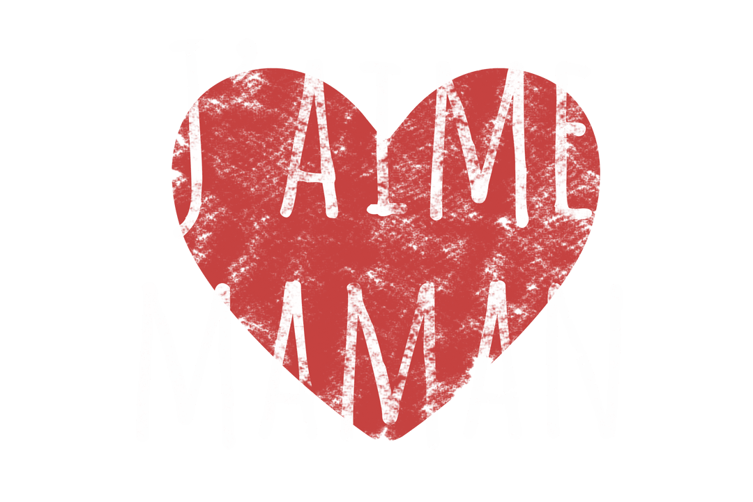 J'aime Maman Heart Illustration, Transparent Background Design
