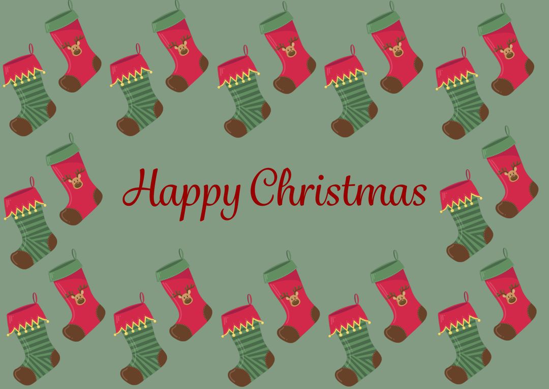 Festive Christmas Stockings Pattern With Holiday Greeting
