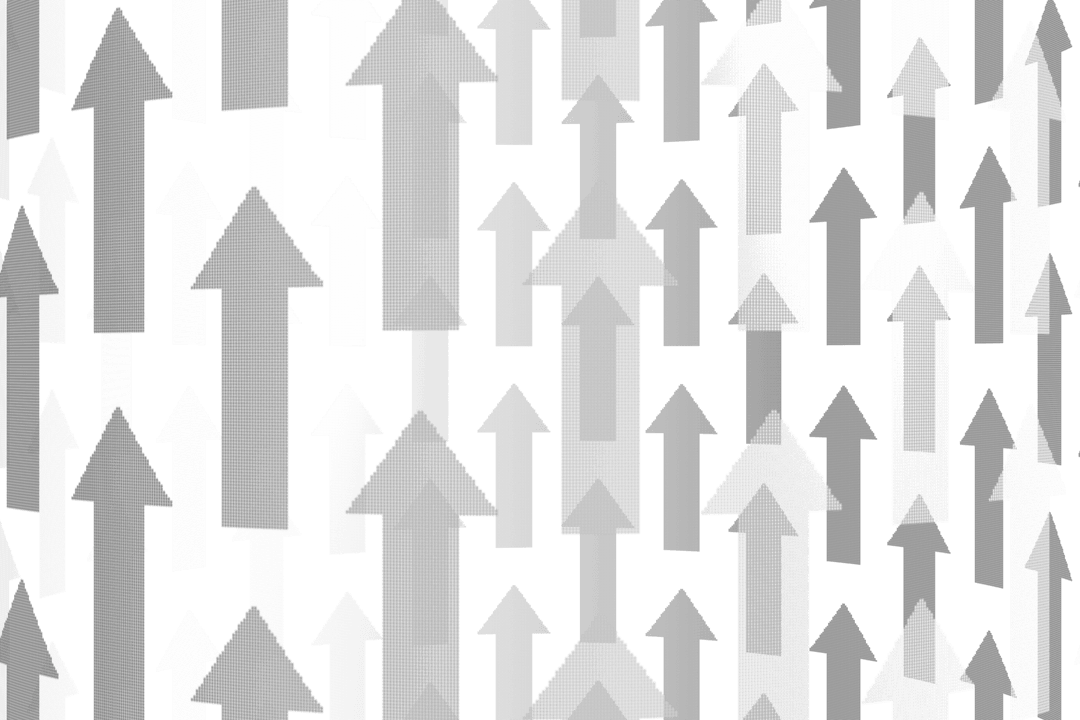 Rows of Grey Arrows Pointing Up on Transparent Background