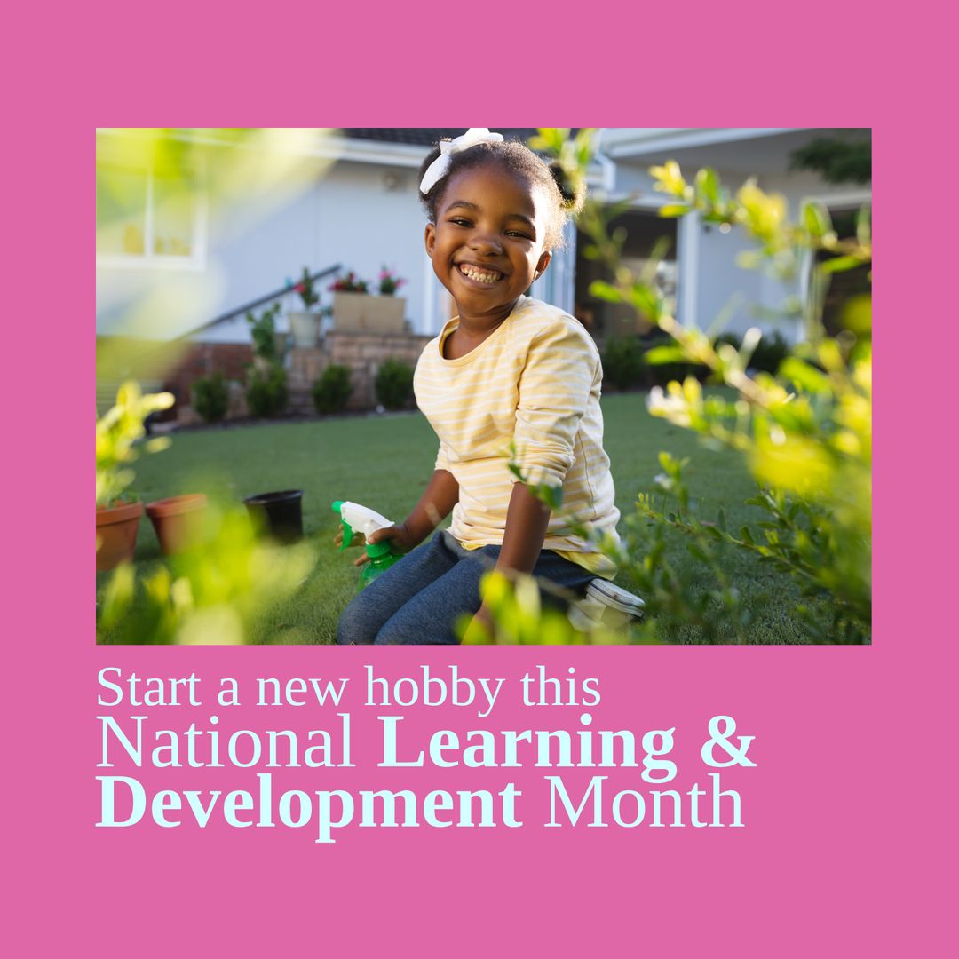 Happy Girl Gardening for Learning and Development Inspiration