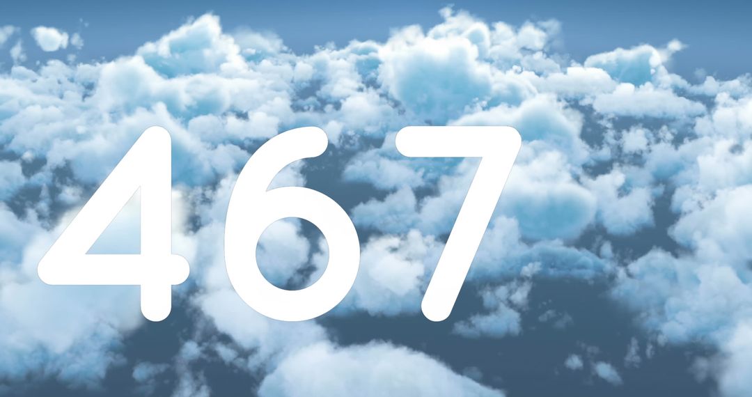 Digital Number in Bold White Text Against Cloudy Sky