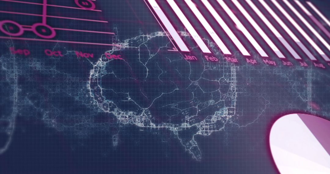 Futuristic Interface with Digital Brain Data Visualization