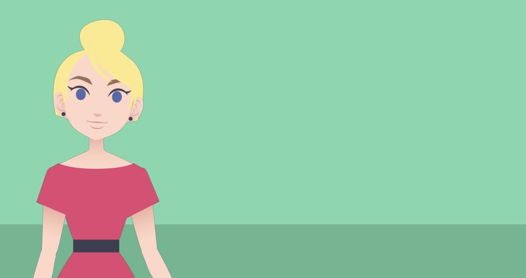 Female Teacher Presenting on Green Background with Copy Space