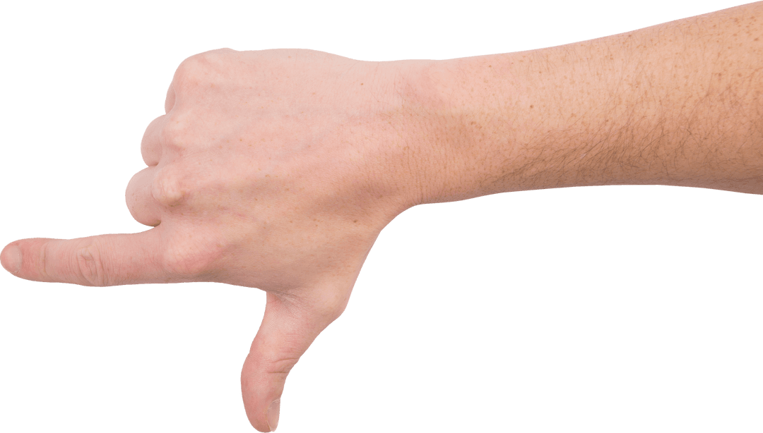 Transparent Hand Gesture Showing Loser Sign on White Background