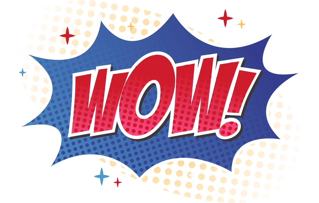 Wow Comic Burst Bubble with Vibrant Halftone Design Transparent Background