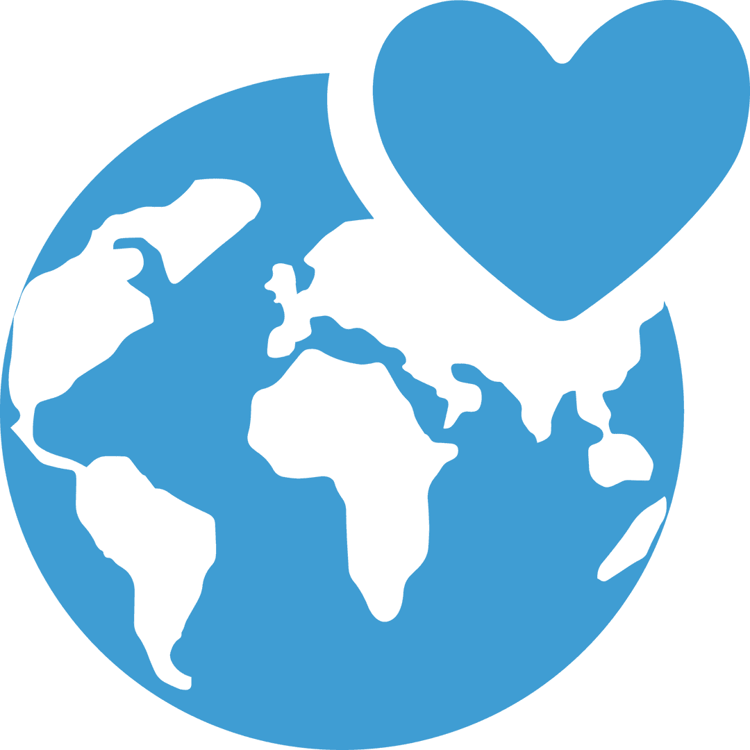 Transparent Blue Earth and Heart Icon for Environment Concepts