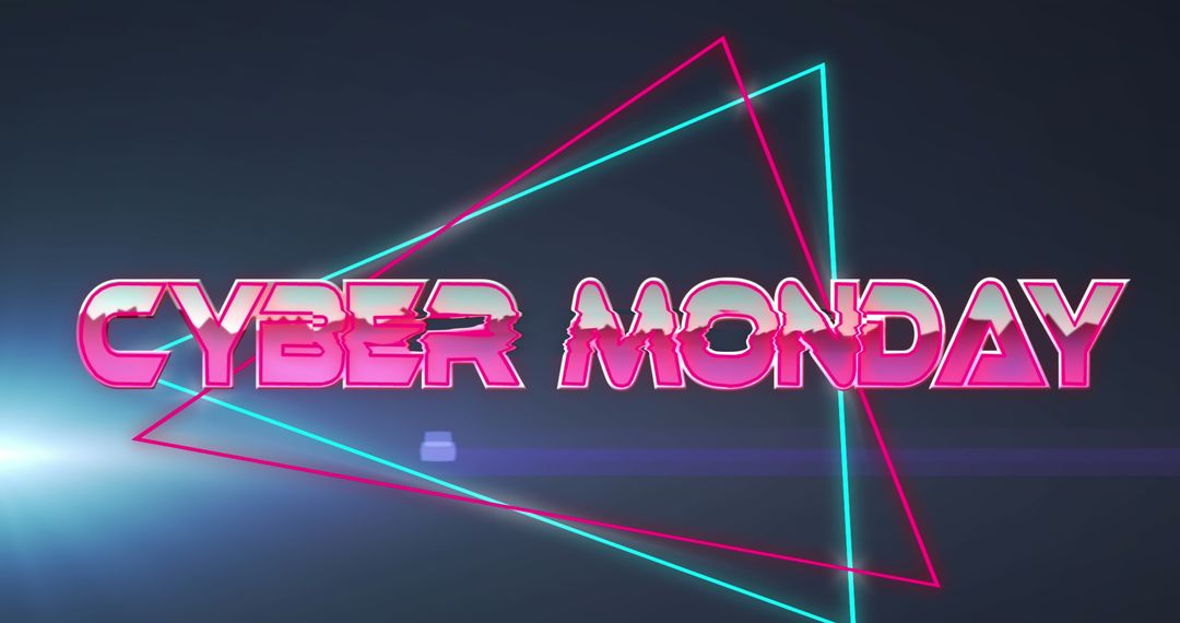 Cyber Monday Metallic Pink Text with Neon Triangles