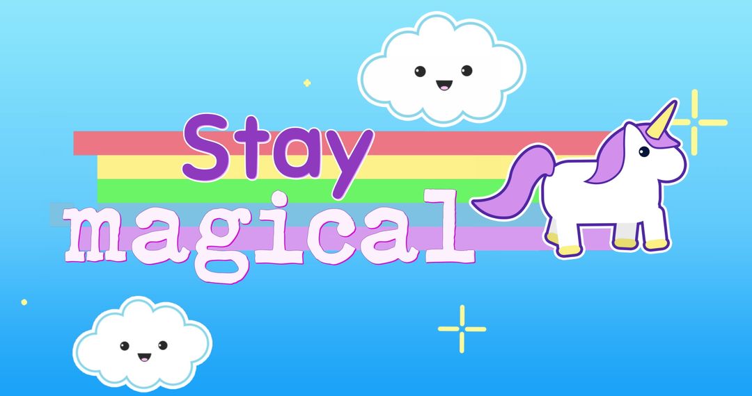 Cute Unicorn with Playful Clouds Motif